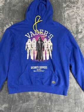 Star Wars Vaders Security Services Blue Hoodie Yellow Drawstring M